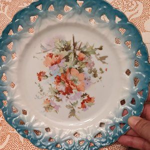 Vintage Ceramic Plate cut out edge
